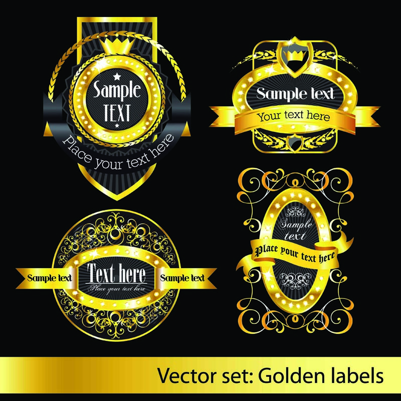 premium labels templates luxury elegant black golden decor