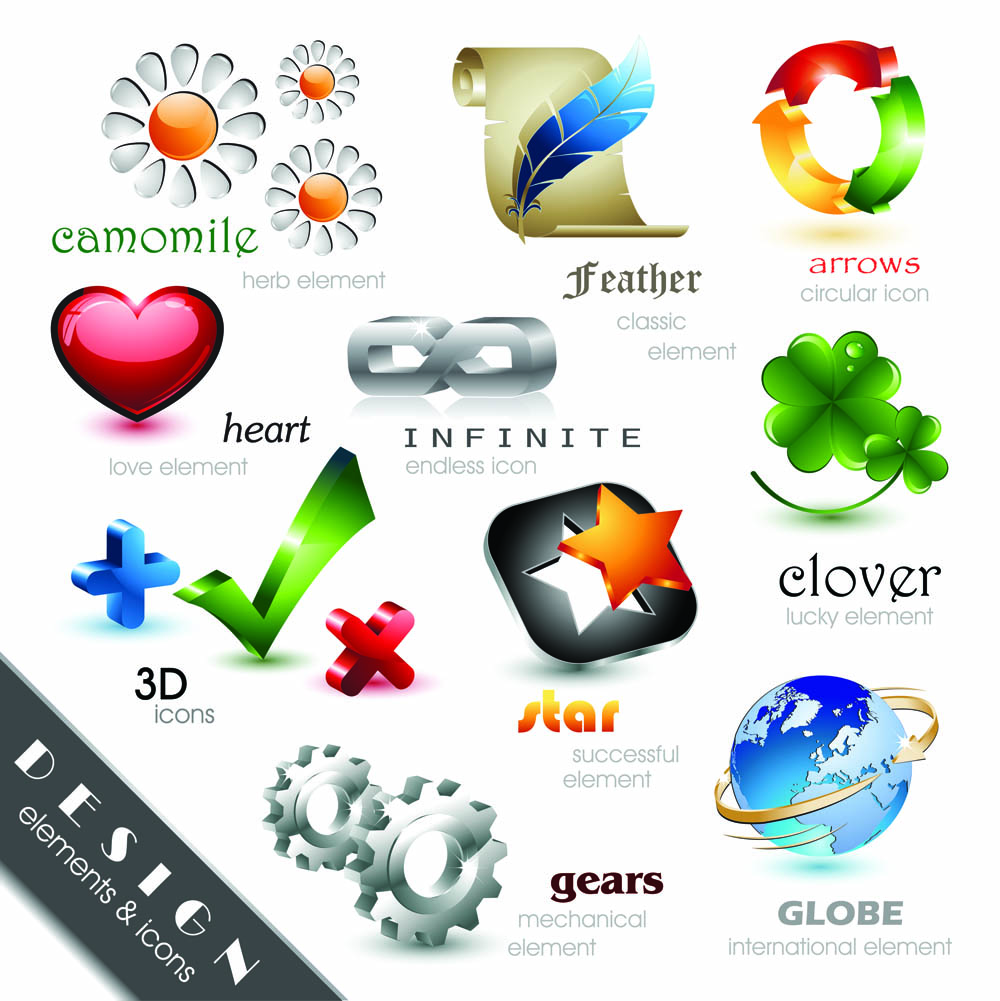 icons templates shiny modern colorful 3d shapes