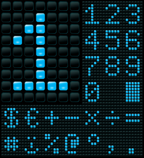 digits signboard background modern black blue pixels decor