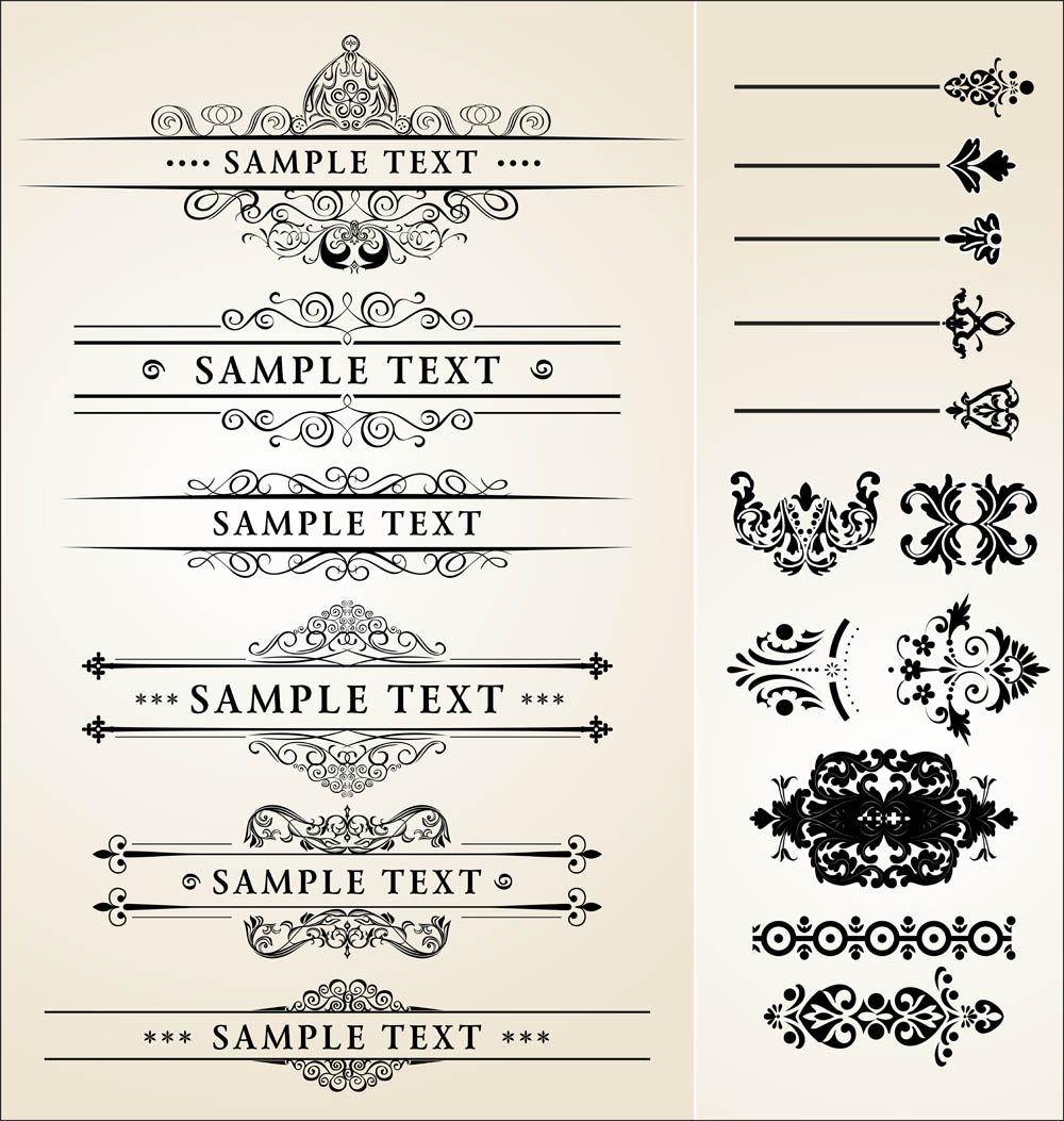 decorative elements templates elegant retro symmetric shapes