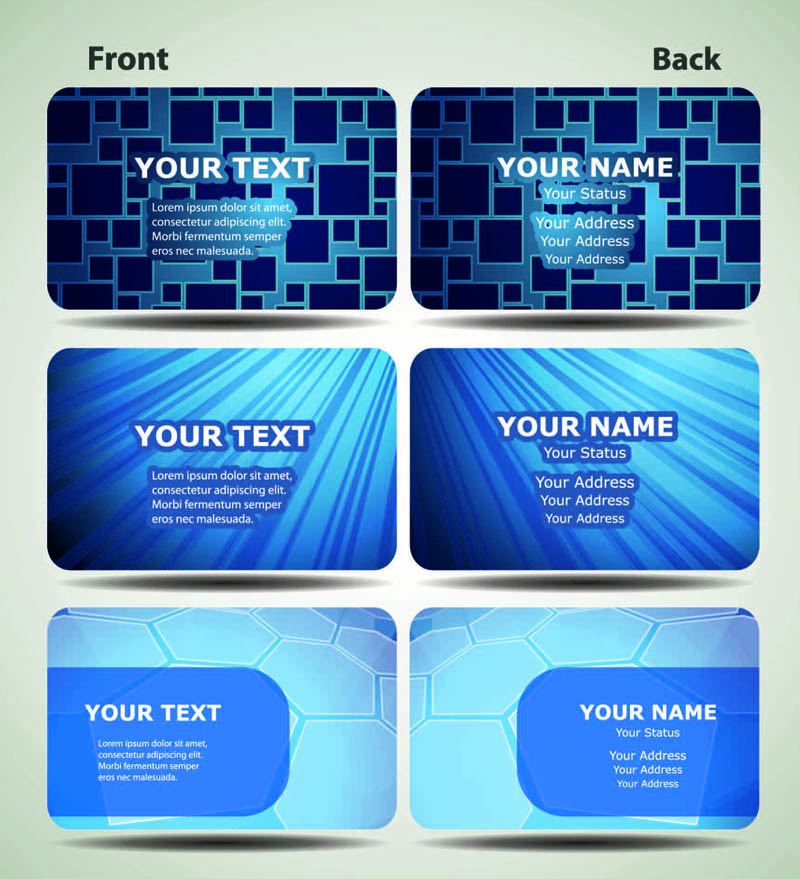 business cards modern blue flat technology geometry rays