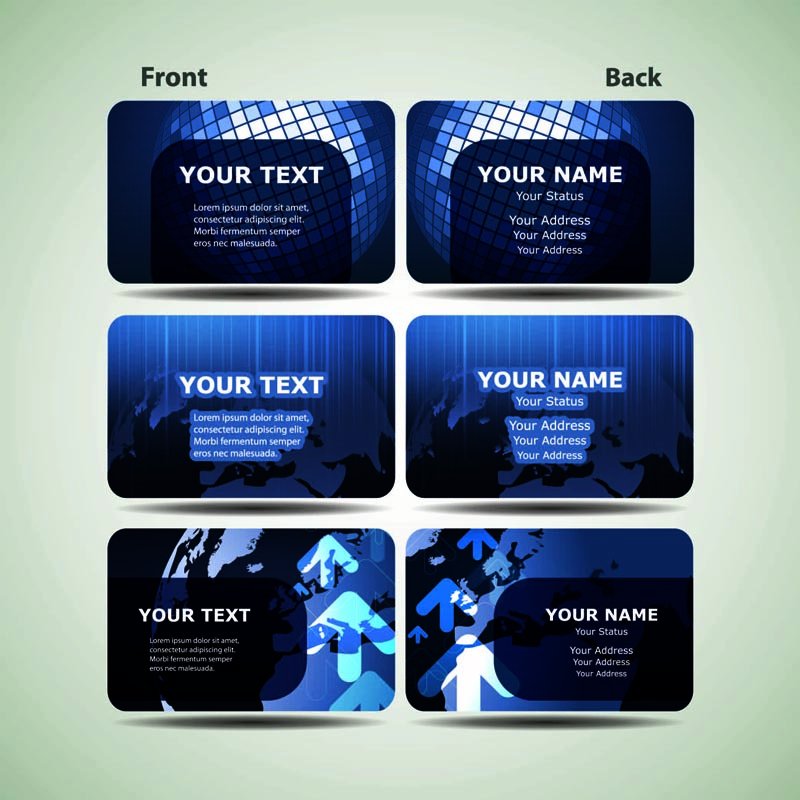 business cards templates modern dark blue global decor