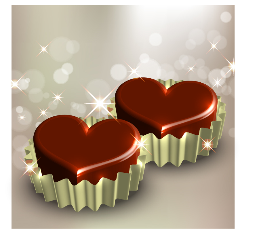 love background heart chocolate candies bokeh lights decor