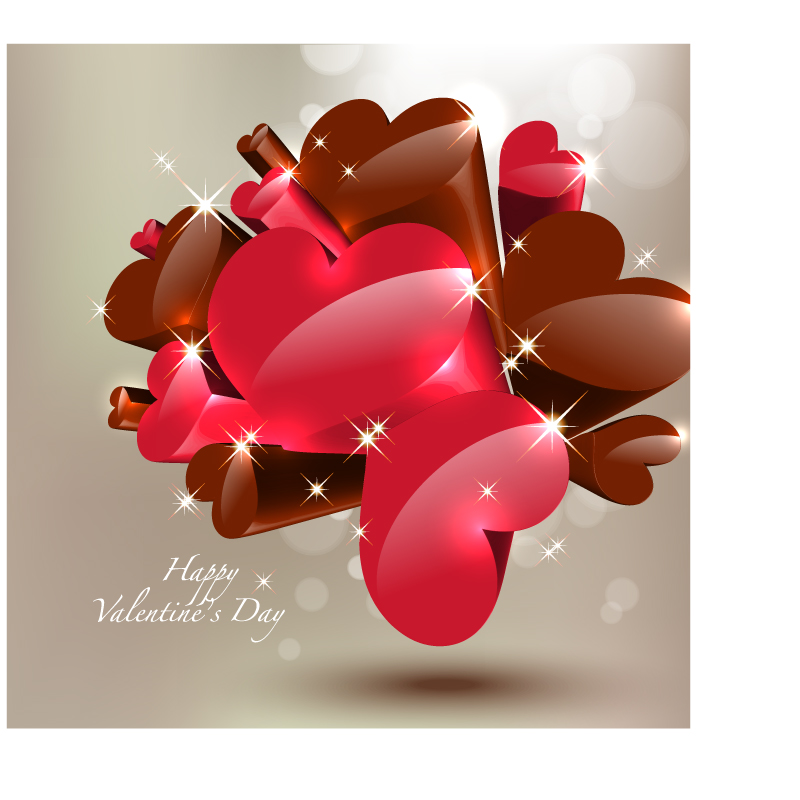 valentine banner sparkling shiny hearts modern 3d design