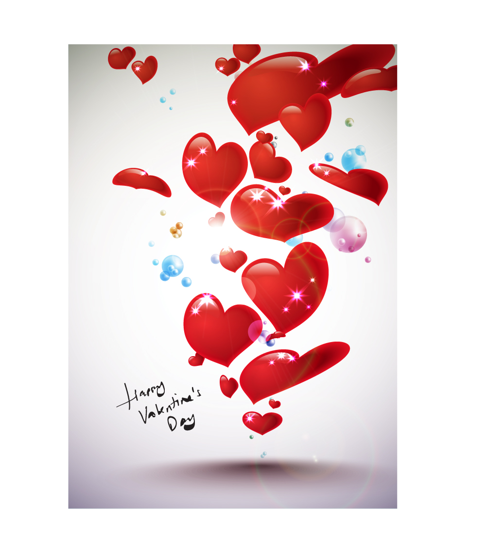 valentine day banner floating red hearts modern design