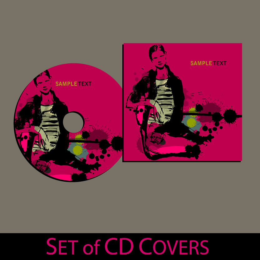 cd cover template woman sketch dark colorful grunge