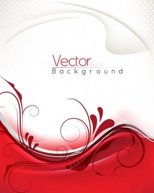 decorative background elegant bright modern white red curves