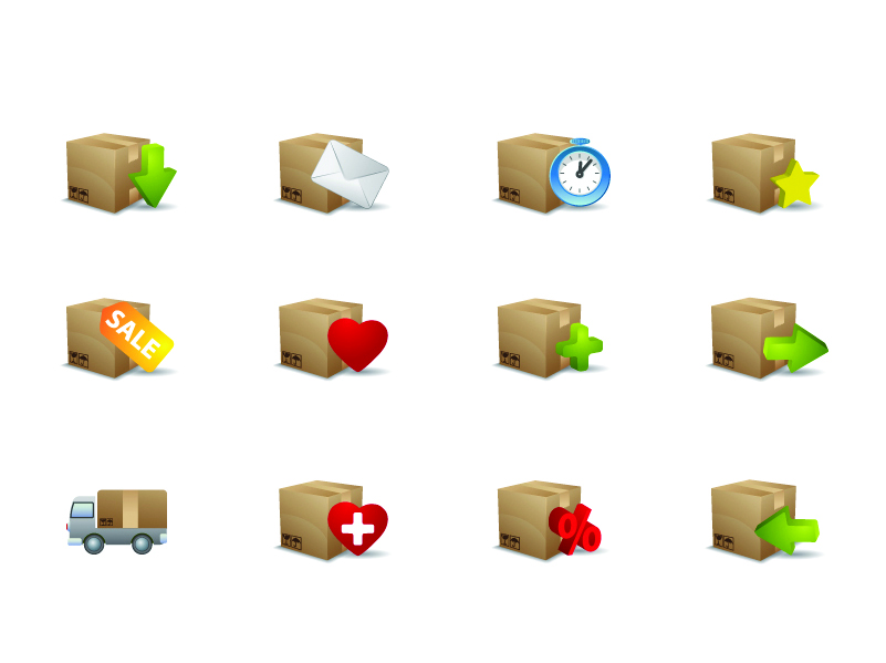 package box icons colored modern 3d design