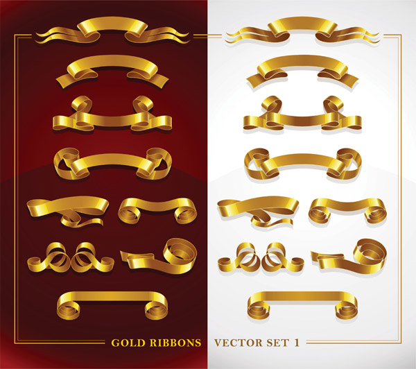 ribbons templates collection luxury golden 3d shapes