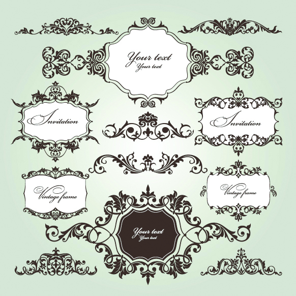 document decor elements classical elegant symmetric seamless shapes