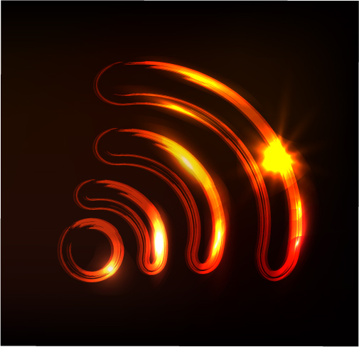 wave signal icon modern sparkling light design