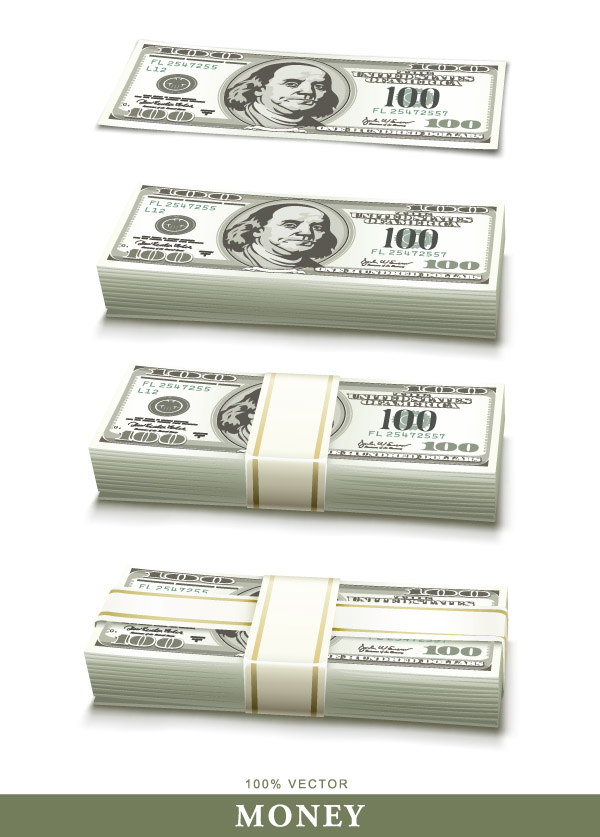 usd cash icons modern 3d realistic design