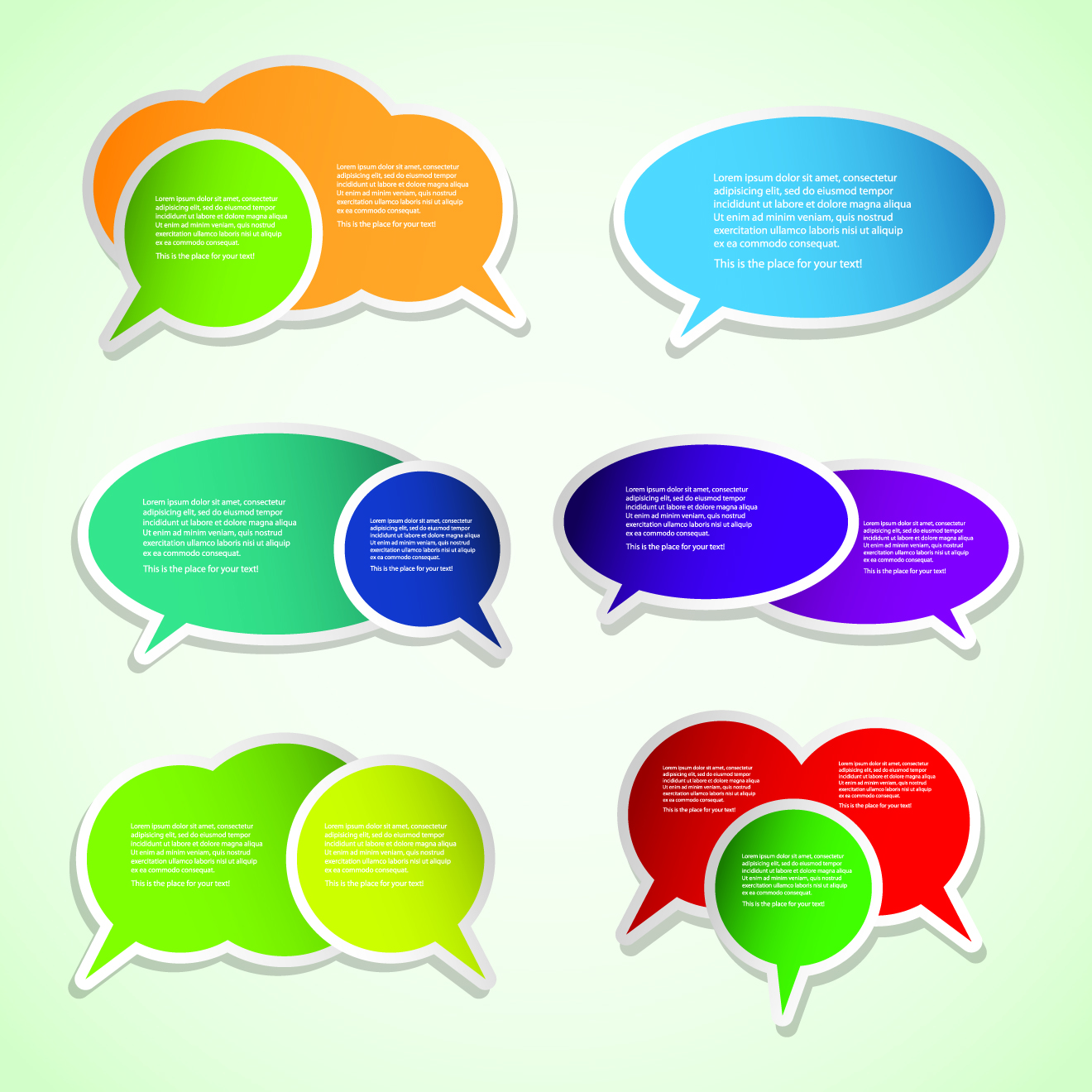 speech bubble labels templates colorful flat cut paper