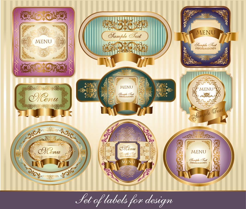 european labels templates colorful elegant classic decor