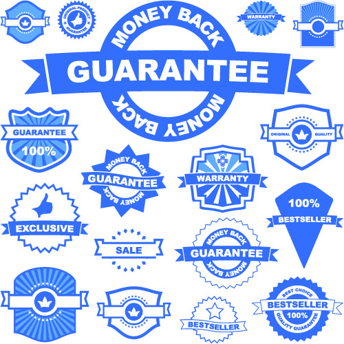 quality labels templates flat blue classic shapes