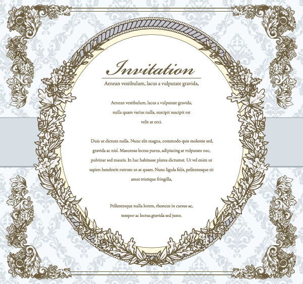 invitation card template retro elegant border symmetric decor