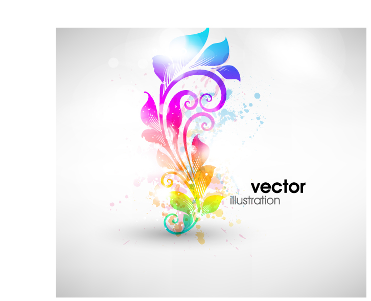 floral background colorful shining curves decor