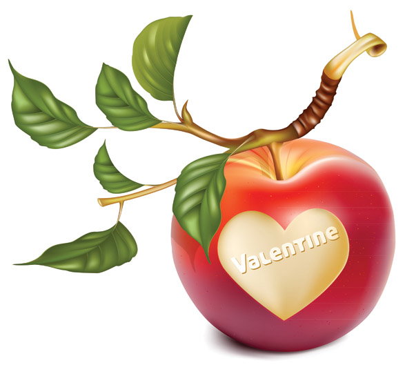 valentine background apple heart decor colorful contemporary 3d