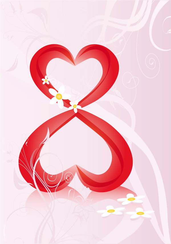 woman day background hearts number layout modern dynamic