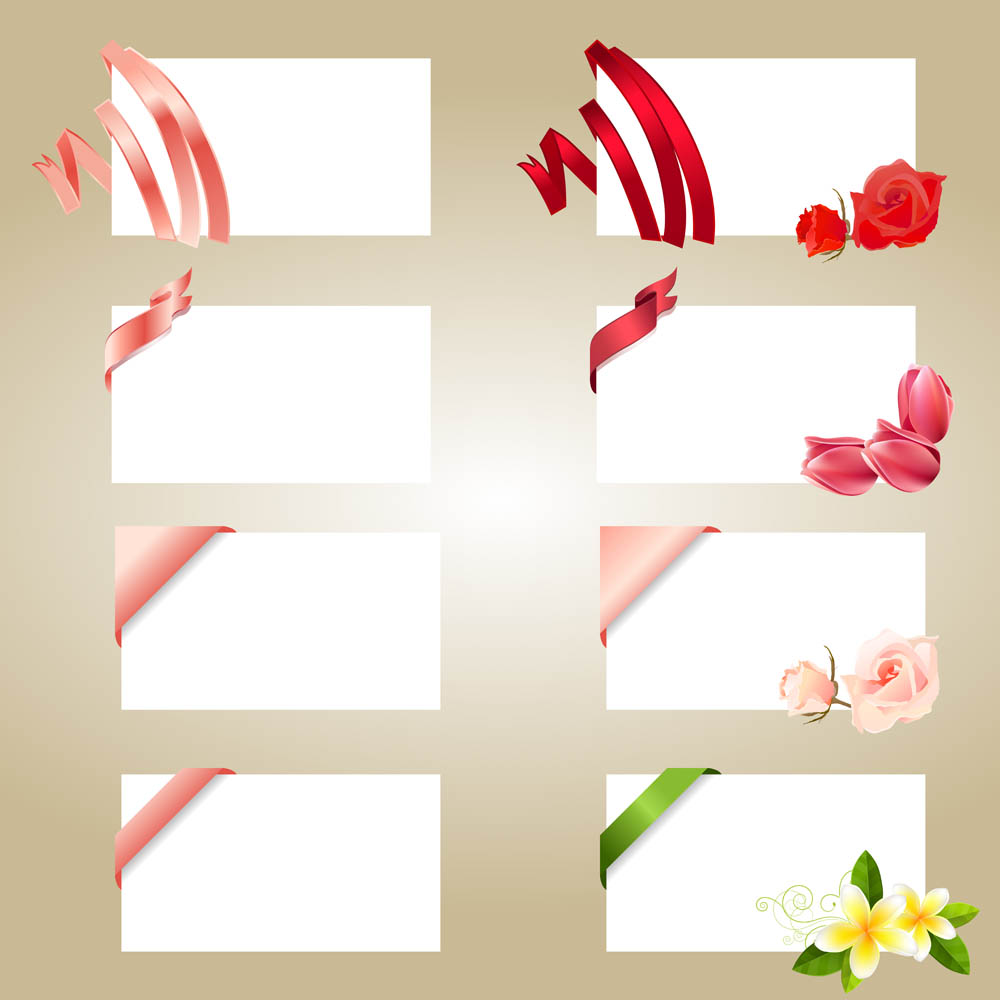 card templates ribbon floral decor modern design