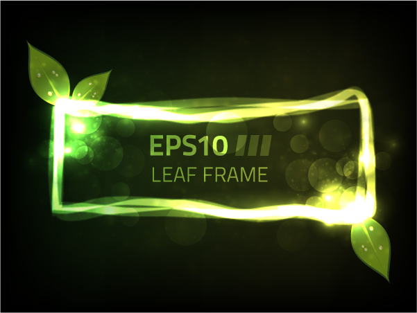 leaf frame template sparkling bokeh green light effect