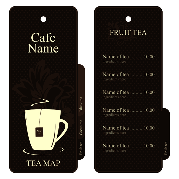 tea menu template elegant classic dark brown decor