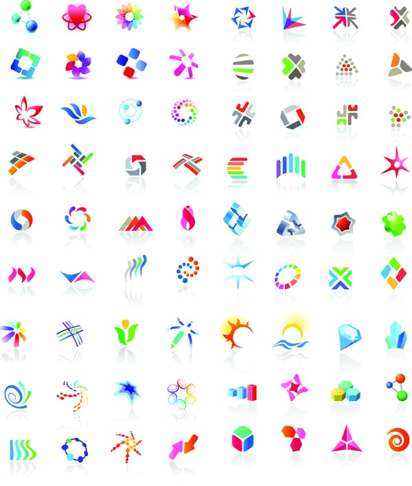 decor logo icons collection colorful symbols shapes