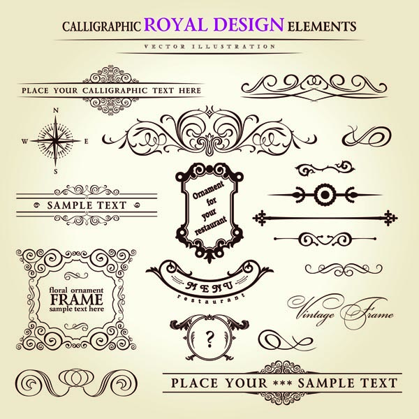 decorative elements templates elegant classic symmetric shapes