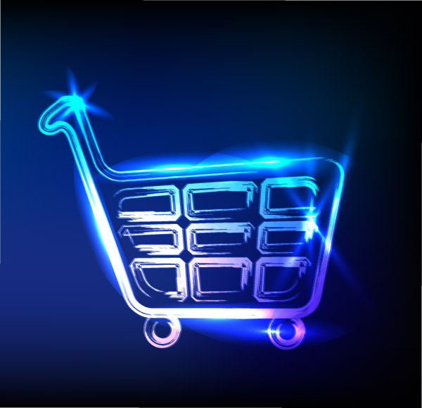 shopping cart background shining light effect flat design