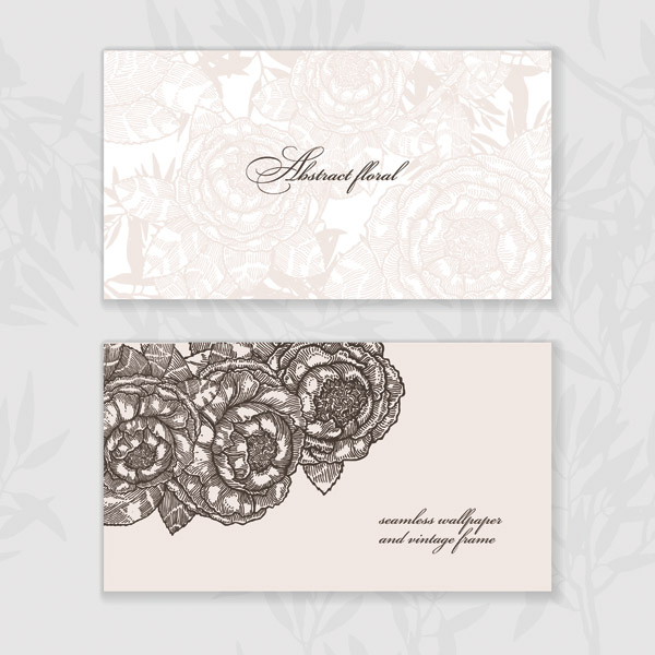 card template blurred black white flowers decor