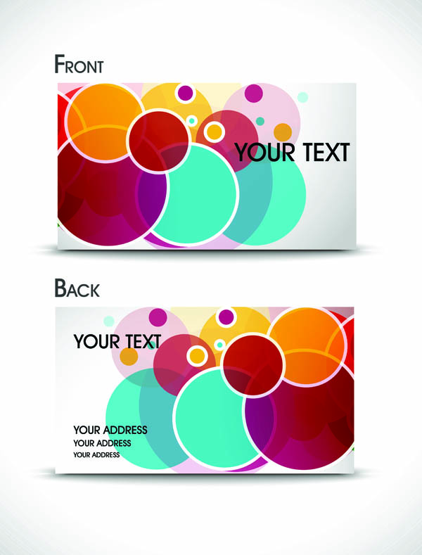 business card template colorful petals sketch