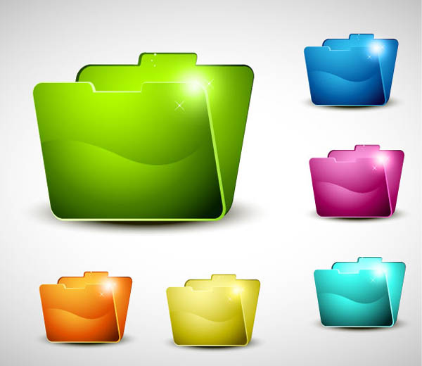 computing folder icons shiny colored 3d sketch