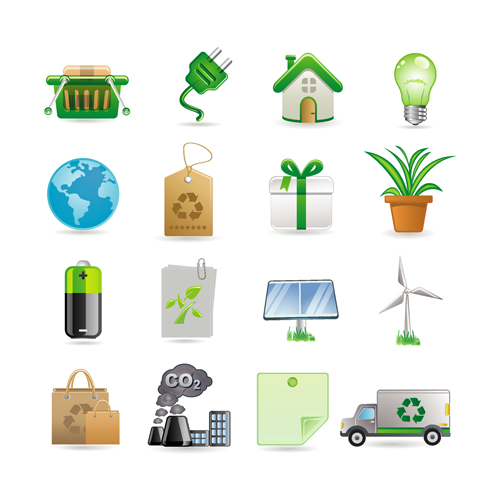 ecology icons environmental symbols sketch colored modern design