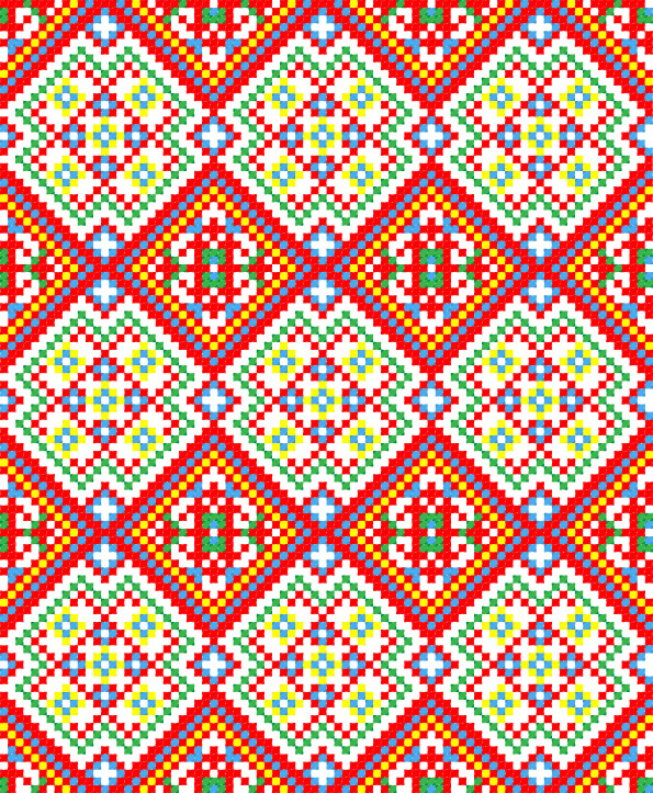 traditional fabric pattern colorful pixel decor symmetric design