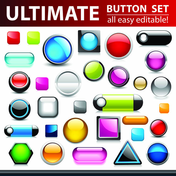 buttons templates collection shiny colorful modern shapes