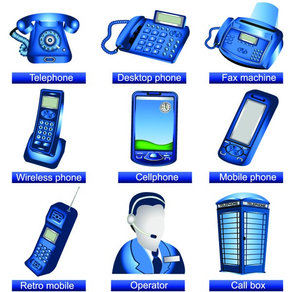 office icons modern blue 3d design