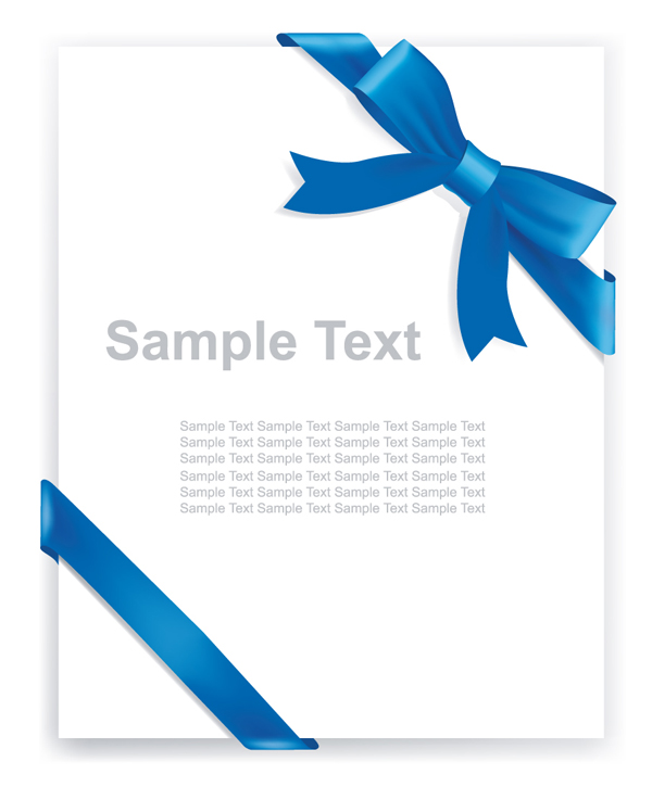 document decor template elegant 3d blue bow sketch