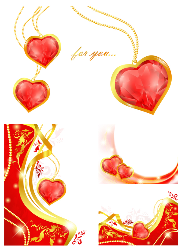 valentines background sparkling golden dynamic red hearts decor