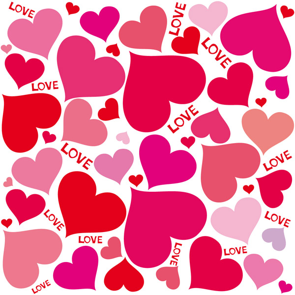 love background colored flat hearts decor