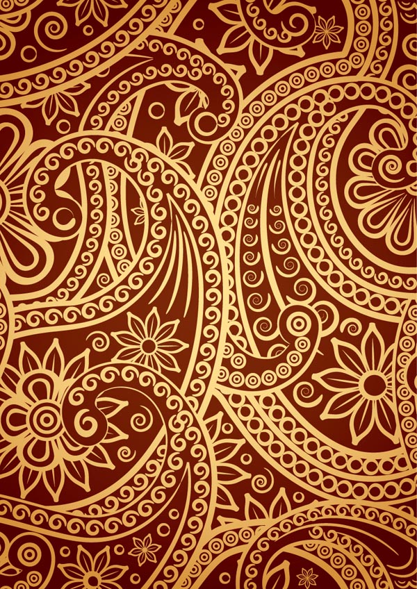 tradition pattern template flat flora curves sketch