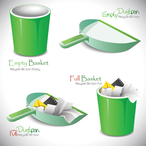 dustpan icons colored 3d sketch