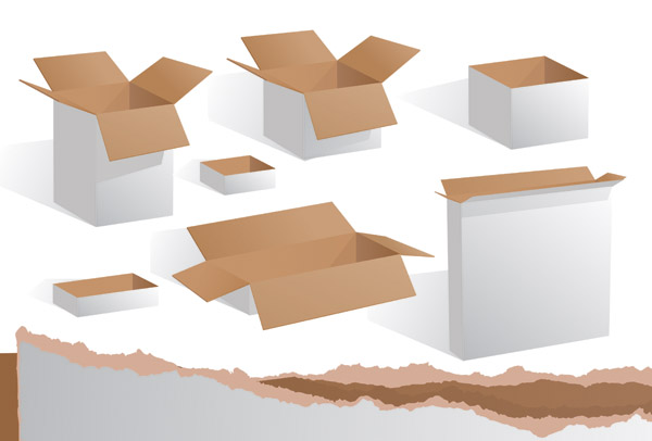 carton box icons blank colored 3d sketch