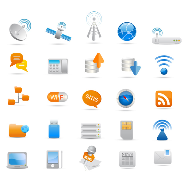 media icons sets modern colored symbols sketch