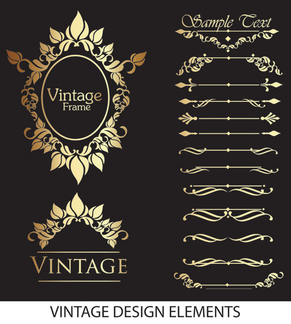 decorative elements templates elegant vintage symmetric shapes