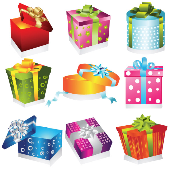 gift box icons colorful 3d sketch elegant decor