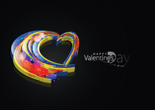 valentine banner twinkling colorful heart shape 3d dynamic