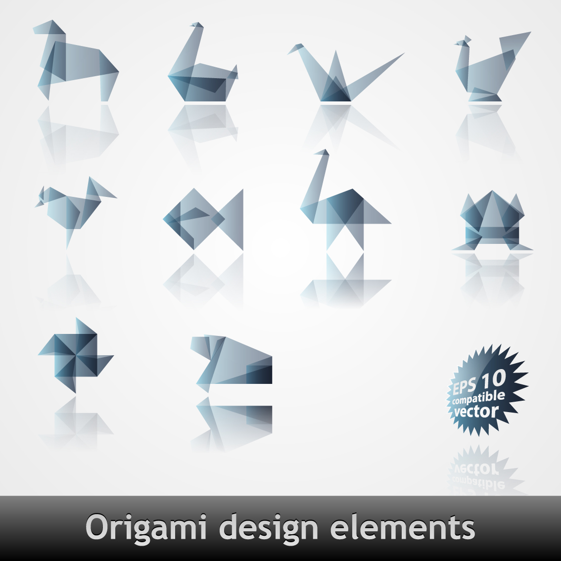 animal icons modern origami design