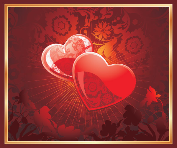 valentine background shiny red heart flora decor