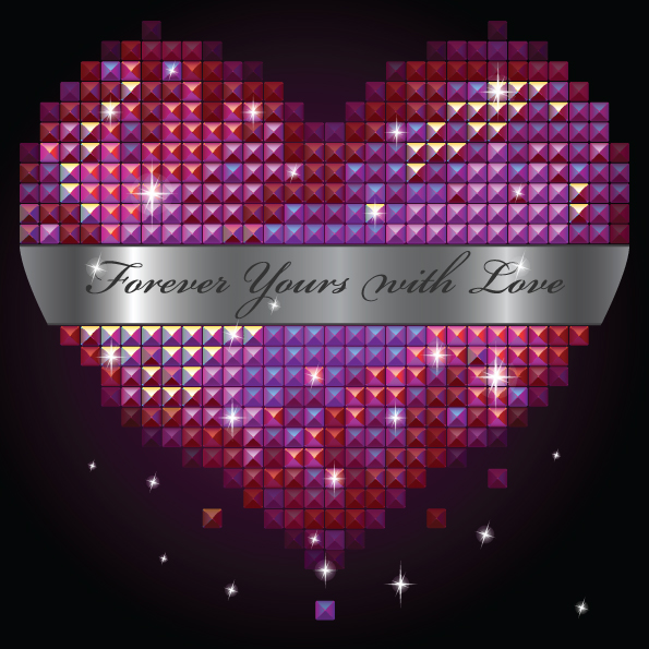 valentine background modern sparkling polygonal heart decor