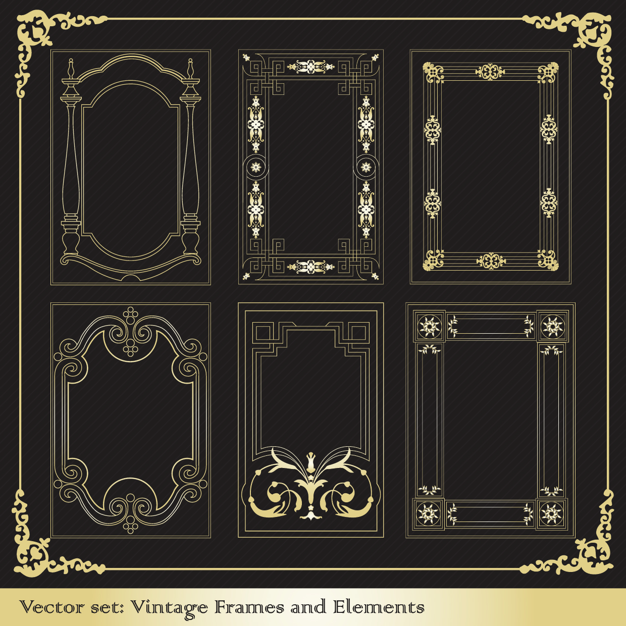 border templates retro elegant symmetric decor